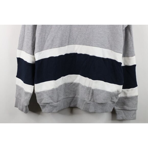 New Adidas Womens XL Spell Out Trefoil Striped Thermal Knit Half Zip Sweatshirt - Picture 3 of 16